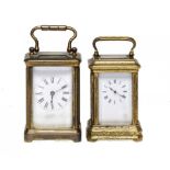 A FRENCH GILT BRASS MINIATURE CARRIAGE CLOCK, MIGNONETTE,      LATE 19TH C in engraved case and