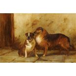 GEORGE WRIGHT (1860-1940) A COLLIE DOG AND A BULLDOG  signed, oil on canvas, 49 x 75cm ++In fine