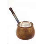 A RARE COPPER 4½ PINT SAUCEPAN WITH SHEFFIELD PLATE INTERIOR BY JOSEPH HANCOCK & CO, C1760 with