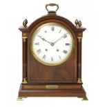 A MAHOGANY AND LINE INLAID BRACKET CLOCK, C1900  with enamel dial, the Winterhalder & Hofmeier