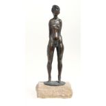 20TH CENTURY SCHOOL FEMALE NUDE  signed with initials NVH, bronze, uneven rich brown patina, on