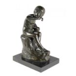 PERCY GEORGE BENTHAM, RSBS (1883-1936) THE BUBBLE BLOWER, C1917 signed, bronze, greenish brown