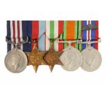 WORLD WAR TWO MM GROUP OF FIVE Military Medal, 1939-1945 Star, Italy Star, Defence Medal and War