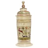 A GERMAN HISTORISMUS ENAMELLED GLASS HUMPEN AND COVER  with a cavalier and continuous hunting