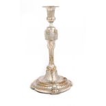 A RARE OLD SHEFFIELD PLATE CANDLESTICK BY BOULTON & FOTHERGILL, C1775  the knop embossed with