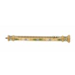 A GOLD AND ENAMEL PENCIL, C1850 set with turquoises and on the slide a split pearl, the square