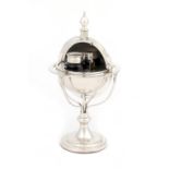 AN OLD SHEFFIELD PLATE GLOBE INKSTAND BY ROBERTS, CADMAN & CO, C1795  the fitted interior with two