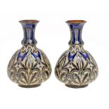 A PAIR OF DOULTON WARE VASES BY EDITH D LUPTON, 1887 15cm h, impressed marks, incised artist's