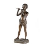 A BRONZE SCULPTURE OF LE PETIT MUSICIEN, CAST FROM A MODEL BY 'FAGIOLE', C1900  rich mid brown