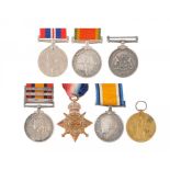 ANGLO BOER WAR-WORLD WAR ONE GROUP OF FOUR  Queen's South Africa Medal, three clasps Cape Colony,