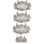 A SET OF THREE GEORGE IV SILVER WINE LABELS - MADEIRA, PORT and SHERRY, 6cm w, by Mary Ann and