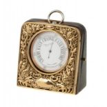 AN EDWARD VII 9CT GOLD MOUNTED LEATHER BAROMETER STAND 9.5cm h, by James Aitchison, London 1901