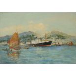 †FRANK HENRY MASON, RBA (1876-1965) THE SS 'MENELAUS'  signed, inscribed verso HONG KONG SS