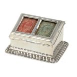 AN EDWARD VII SILVER TWO COMPARTMENT POSTAGE STAMP BOX 6.5cm w, maker's mark rubbed, Birmingham 1906