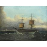 ENGLISH MARINE SCHOOL, 19TH C A TWO MASTED VESSEL OFF THE COAST  oil on canvas, 36 x 49cm ++The