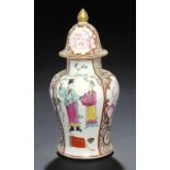 A RARE DERBY CHINESE STYLE JAR AND COVER, C1790-1800  enamelled and gilt with a 'Mandarin'