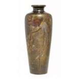 A JAPANESE INLAID BRONZE VASE BY SHUGYOKU, MEIJI  finely decorated in iroe-hirazogan with a
