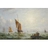 WILLIAM ADOLPHUS KNELL (1802-1875) SHIPPING AT DAWN; THE FISHING FLEET AND OTHER VESSELS ON A BREEZY