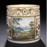 A DERBY PORTER MUG,  C1820  well painted with a landscape, 11.5cm h painted mark and title In