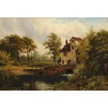 THOMAS SPINKS (1847-1927) THE MILL POND  signed and dated 1885, oil on canvas, 33.5 x 49cm ++Lined