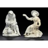 TWO BOW  FIGURES OF SUMMER AND WINTER, C1755 12cm h ++Summer - with old discoloured and