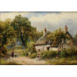 GEORGE TURNER (1841-1910) COTTAGE AT HEMINGTON signed, signed again and inscribed verso, oil on