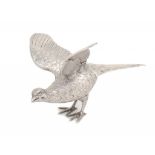 AN ELIZABETH II SILVER PHEASANT TABLE ORNAMENT  23cm l, by C J Vander, London 1972, 12ozs ++Fine