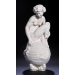 A RARE DOULTON WARE UNGLAZED FIGURE OF THE BATHER BY JOHN BROAD, C1912 35cm h, impressed mark,