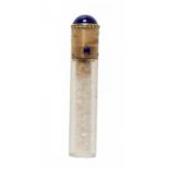 A LAPIS LAZULI SET GOLD MOUNTED GLASS SCENT PHAIL, C1920  6.8cm h, unmarked ++Of fine quality and in