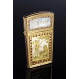 A FINE LOUIS XVI GOLD , MOTHER OF PEARL AND VERRE EGLOMISE NECESAIRE, PARIS, C1790  inscribed