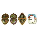 THREE JAPANESE CLOISONNÉ ENAMEL WAIST CLASPS AND A BUCKLE, ALL MEIJI ++ As a lot in fine condition