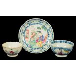 A CHINESE FAMILLE ROSE TEA BOWL AND SAUCER AND ANOTHER TEA BOWL, QIANLONG  saucer 13.5cm diam (tea