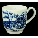 A WORCESTER COFFEE CUP, C1770  transfer printed in underglaze blue with the Plantation Print, 5.