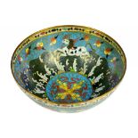 A CHINESE CLOISONNÉ ENAMEL BOWL, IN MING STYLE, 20TH C  the exterior with lotus meander, the