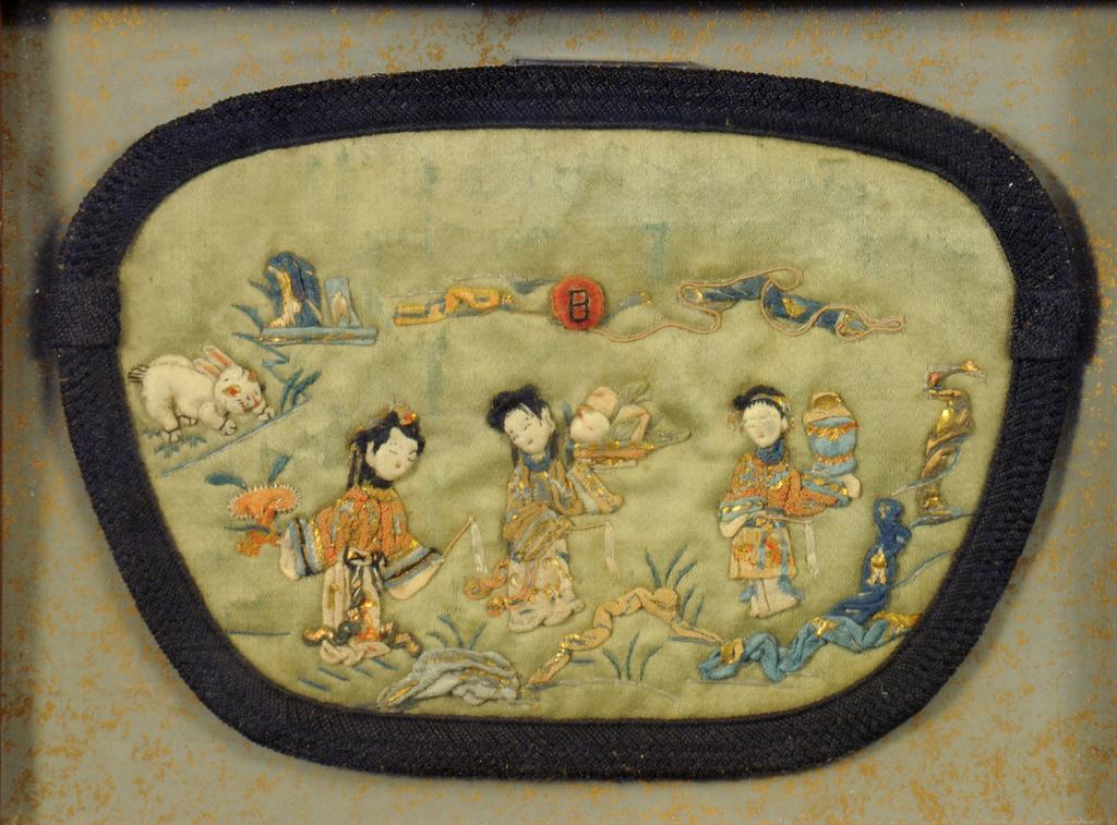A GROUP OF CHINESE SILK EMBROIDERIES including pairs of sleeve bands and cuffs, various sizes all - Image 4 of 7