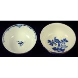 TWO WORCESTER SLOP BASINS, C1765-75 AND C1770-85  the first painted in underglaze blue with the