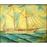 NAIVE ARTIST, 19TH (?) CENTURY - PORTRAIT OF THE KETCH "EMMA LOUISE", OIL ON PANEL, MAPLE FRAME