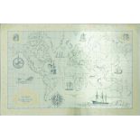 A JOHN PINCHES PARCEL GILT ETCHED SILVER 'ROYAL GEOGRAPHICAL SOCIETY MAP' HALLMARKED, FRAMED