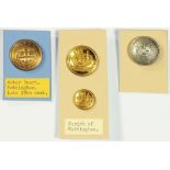 NOTTINGHAM.  THREE GILT BRASS LIVERY BUTTONS OF NOTTINGHAM WATER BOARD AND THE PARISH OF