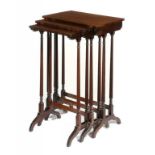 A REGENCY ROSEWOOD NEST OF THREE TABLES, C1820 73cm h; 30 x 48cm ++ Stretchers replaced but not