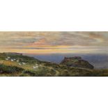 CHARLES REGINALD ASTON, RI (1832-1908) SUNSET ON THE COAST AT TINTAGEL signed and dated 65,