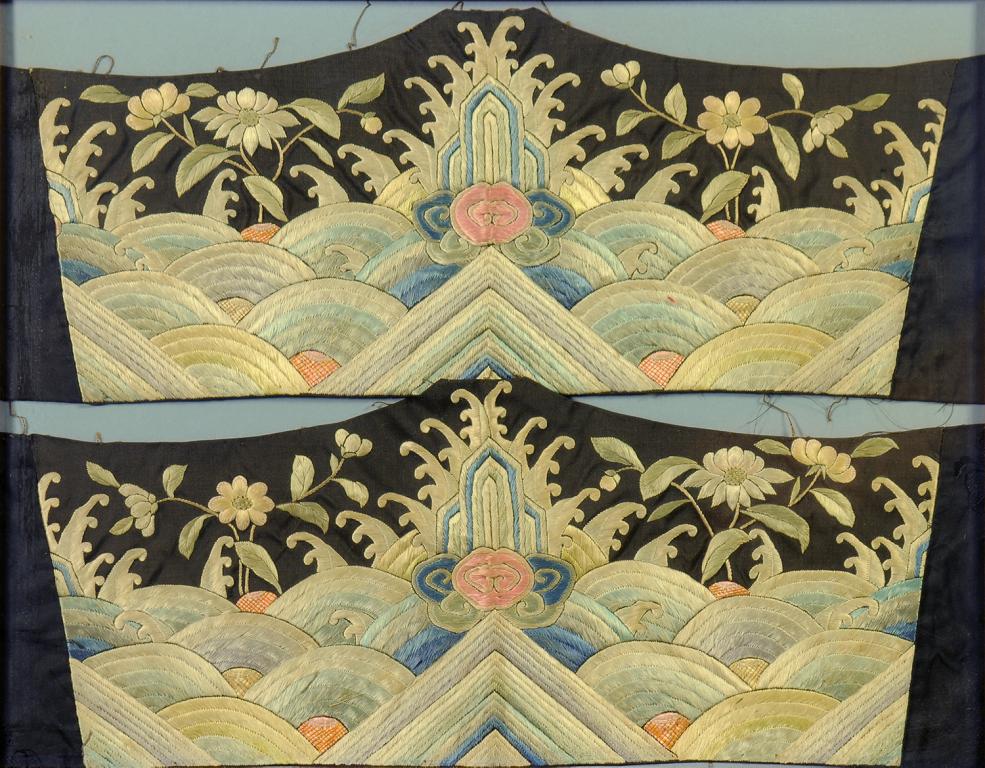 A GROUP OF CHINESE SILK EMBROIDERIES including pairs of sleeve bands and cuffs, various sizes all - Image 5 of 7