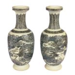 A PAIR OF CHINESE PAINTED BISCUIT PORCELAIN VASES, KANGXI MARK, 18TH/19TH C  finely painted with a