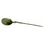 A ROMAN BRONZE SPOON, 1ST-4TH CENTURY AD  found near Munich, Germany, 15.8cm l (ex Garry Edwards,