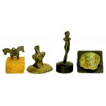 FOUR ROMANO-BRITISH BRONZE ANTIQUITIES, 1ST-3RD CENTURY AD  comprising a bronze eagle on round base,