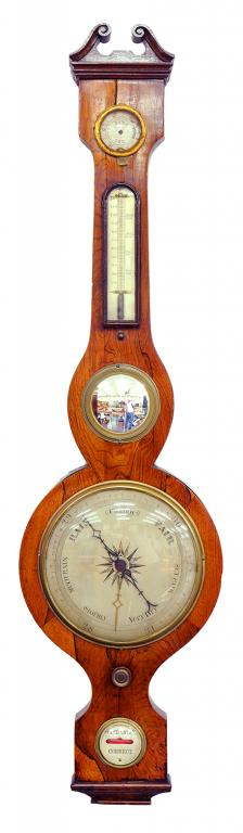 A VICTORIAN ROSEWOOD BAROMETER