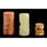 THREE MESOPOTAMIAN AND BABYLONIAN STONE CYLINDER SEALS, C3000, 2600, 2400 AND 2000BC  of pale