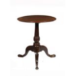 A GEORGE III MAHOGANY TRIPOD TABLE, LATE 18TH C  with dished top, 66cm h, 60cm diam ++ French