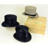 TWO TOP HATS AND A GREY TOP HAT