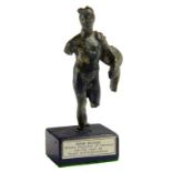 A ROMAN BRONZE MINIATURE FIGURE OF MERCURY, 1ST-2ND C AD,  EXCAVATED IN NOTTINGHAMSHIRE, 8cm h,